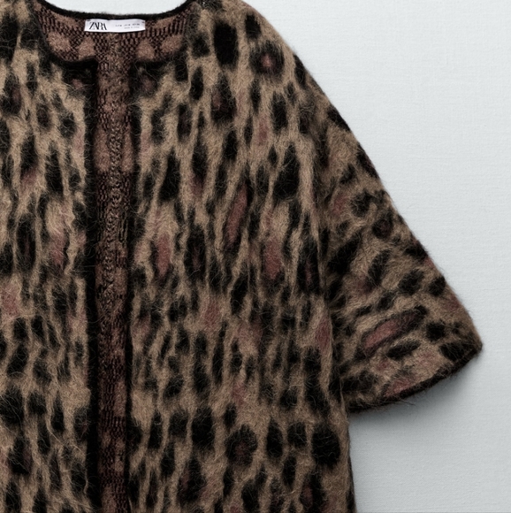 Zara leopard wool and alpaca blend cape coat limited edition - Picture 3 of 4